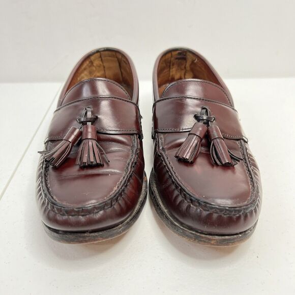Allen Edmonds Stowe Mens Size 9.5 Loafers Leather Brown Slip On Tassels USA Made main image 8